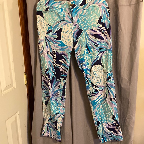 Lilly Pulitzer Blue and Purple Patterned Pants - Picture 1 of 3